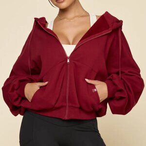 Popflex Crimson Zip Cotton Hoodie NWOT